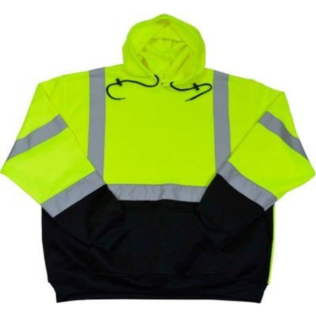 PETRA ROC INC Petra Roc Two Tone Pullover Hooded Sweatshirt, ANSI Class 3, Lime/Black, 6X, LBPUHSW-C3-6X LBPUHSW-C3-6X